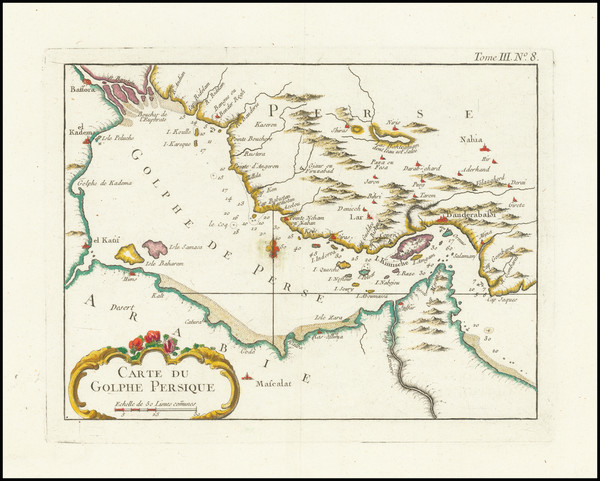 23-Middle East, Arabian Peninsula and Persia & Iraq Map By Jacques Nicolas Bellin