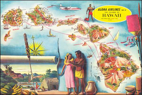 57-Hawaii, Hawaii and Pictorial Maps Map By Donn Allison