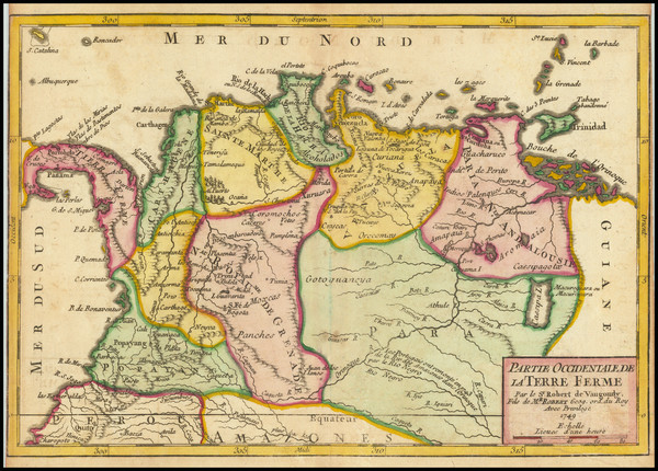 51-Colombia and Venezuela Map By Gilles Robert de Vaugondy