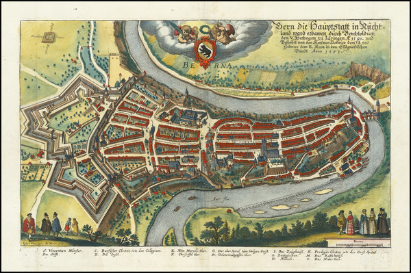 57-Switzerland Map By Matthaus Merian