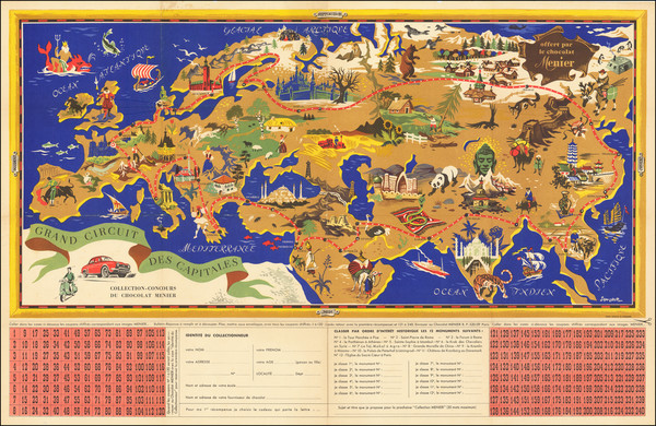 97-World, Europe, Mediterranean, Asia and Pictorial Maps Map By J.B. Jannot