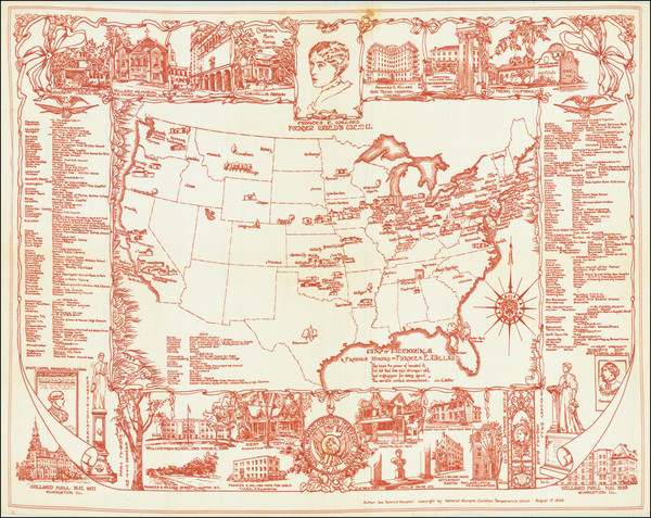 43-United States and Pictorial Maps Map By Ida Schmid Randall / National Woman's Christian Tempera