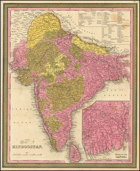 3-India and Central Asia & Caucasus Map By Samuel Augustus Mitchell