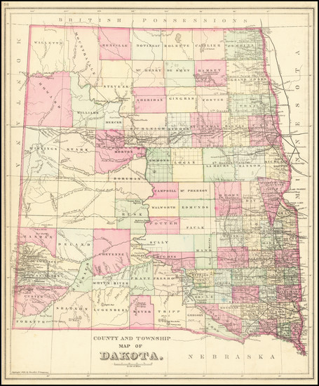 19-North Dakota and South Dakota Map By Samuel Augustus Mitchell Jr.