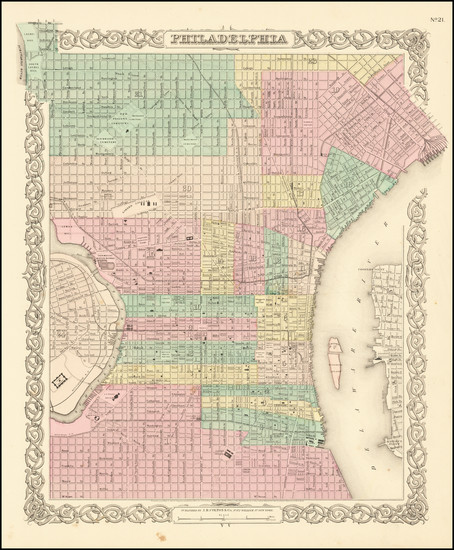 15-Pennsylvania and Philadelphia Map By Joseph Hutchins Colton