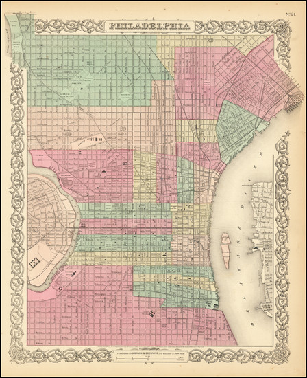 10-Philadelphia Map By Joseph Hutchins Colton