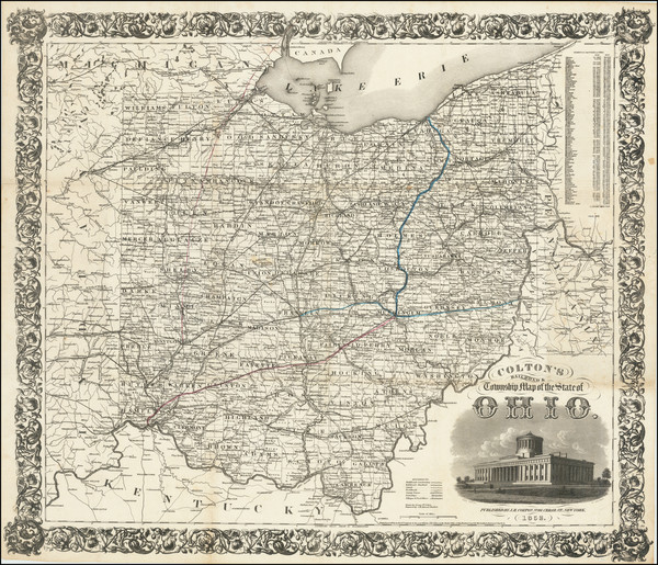 87-Ohio Map By Joseph Hutchins Colton