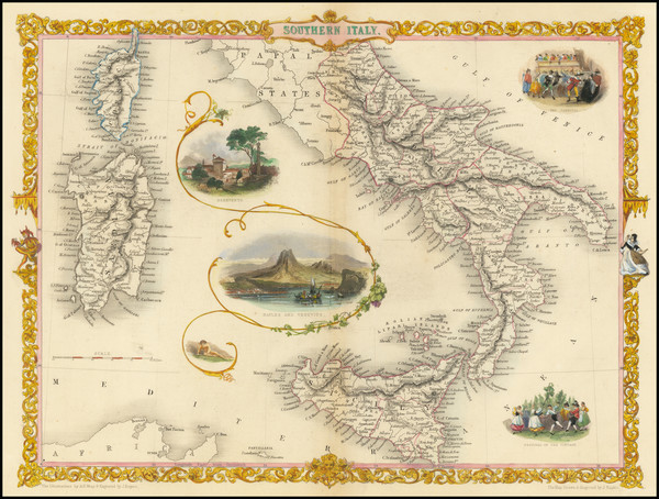 27-Southern Italy, Corsica, Sardinia and Sicily Map By John Tallis