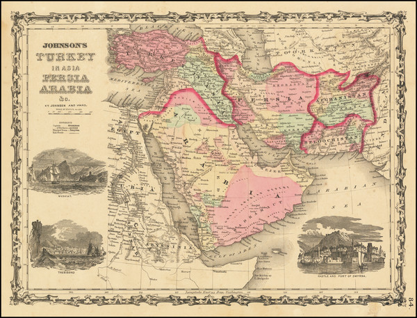 81-Middle East and Arabian Peninsula Map By Alvin Jewett Johnson  &  Benjamin P Ward