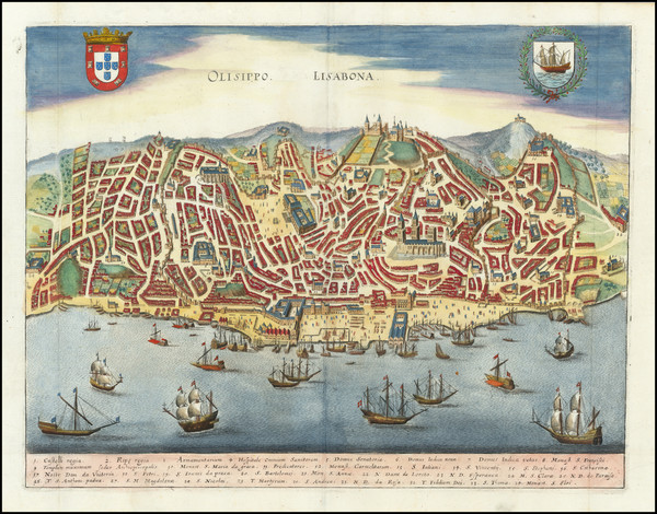 42-Portugal Map By Matthaus Merian