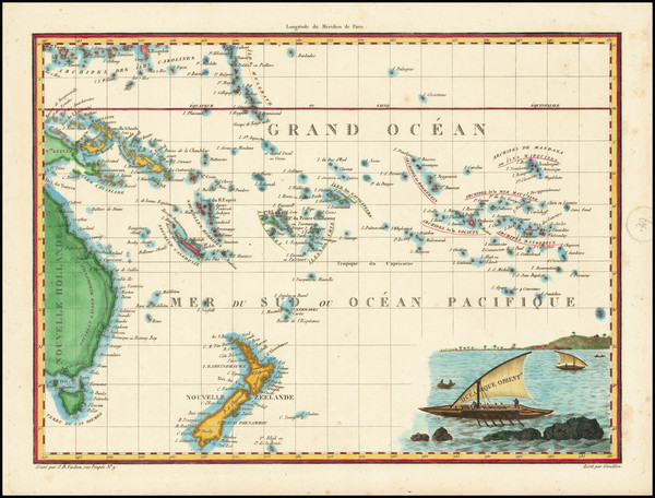 100-Oceania, New Zealand and Other Pacific Islands Map By Conrad Malte-Brun