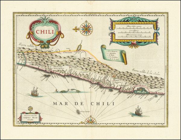 57-Chile Map By Willem Janszoon Blaeu