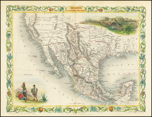 73-Texas, Southwest, Rocky Mountains, Mexico and California Map By John Tallis