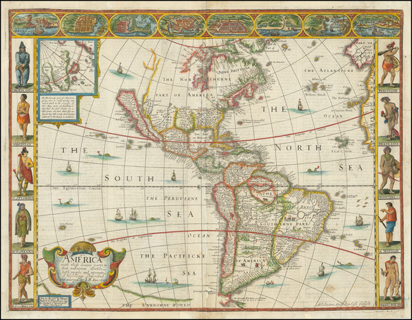 91-California as an Island and America Map By John Speed