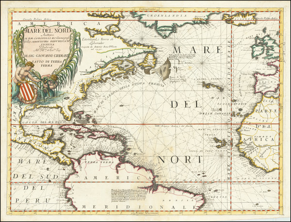 97-Atlantic Ocean, North America, South America and America Map By Vincenzo Maria Coronelli