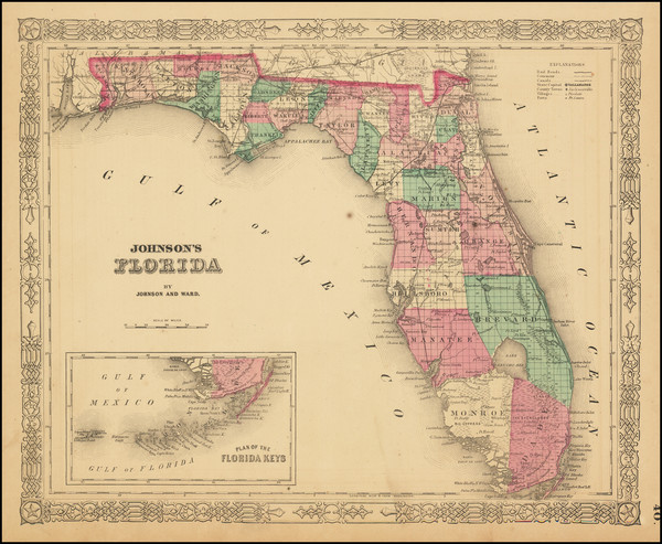 71-Florida Map By Benjamin P Ward  &  Alvin Jewett Johnson