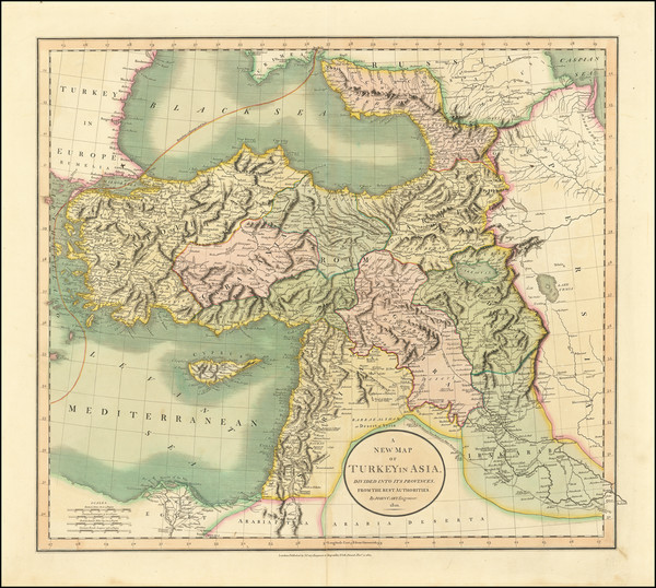 12-Turkey, Middle East and Turkey & Asia Minor Map By John Cary