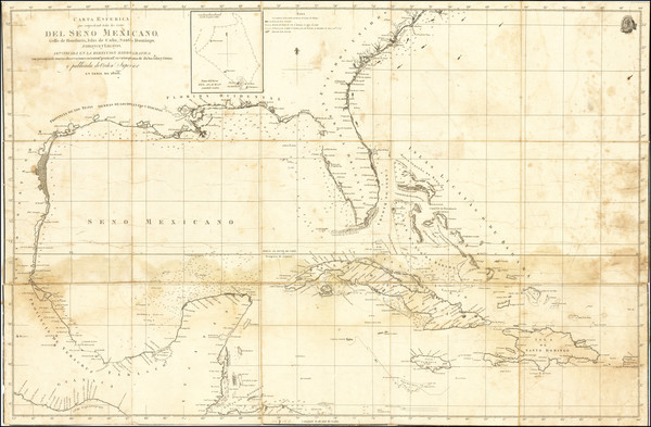 90-Florida, South, Texas, Mexico, Cuba, Hispaniola and Bahamas Map By Direccion Hidrografica de Ma