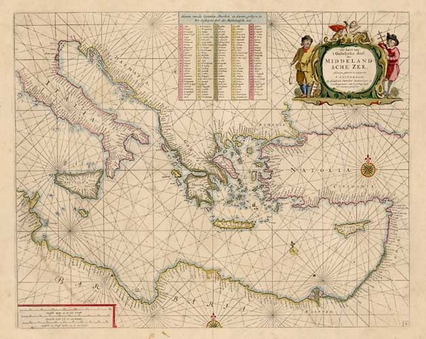 90-Europe, Italy, Mediterranean, Africa, North Africa and Balearic Islands Map By Hendrick Doncker