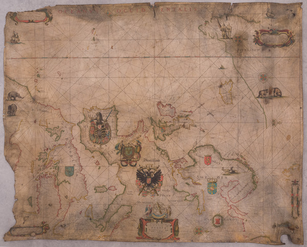 50-Atlantic Ocean and Europe Map By Willem Janszoon Blaeu