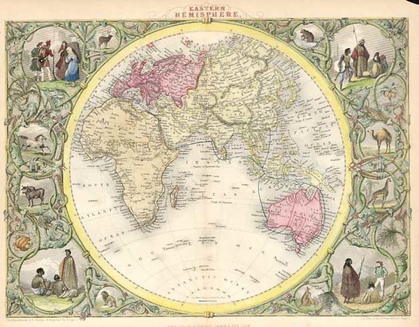 38-World, World and Eastern Hemisphere Map By John Tallis