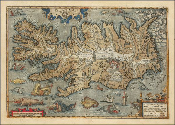 36-Iceland Map By Abraham Ortelius