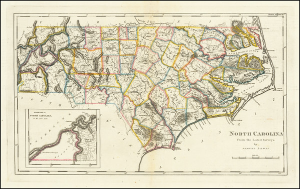 3-North Carolina Map By Mathew Carey