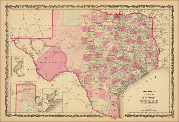 49-Texas Map By Alvin Jewett Johnson  &  Benjamin P Ward