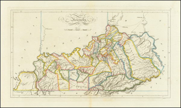 33-Kentucky Map By Mathew Carey