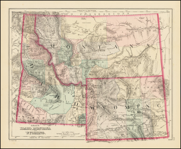 14-Idaho, Montana and Wyoming Map By O.W. Gray