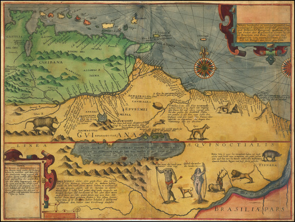 88-South America, Guianas & Suriname and Venezuela Map By Theodor De Bry