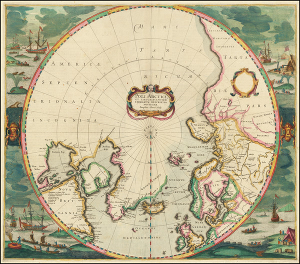 47-Northern Hemisphere and Polar Maps Map By Henricus Hondius