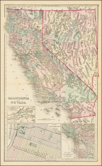 48-Nevada, California and Yosemite Map By O.W. Gray & Son