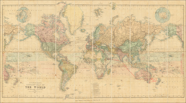 54-World Map By Edward Stanford