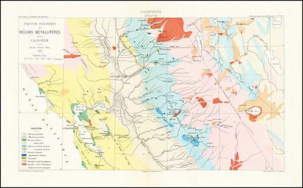 50-California and Geological Map By Edmond Guillemin-Tarayre