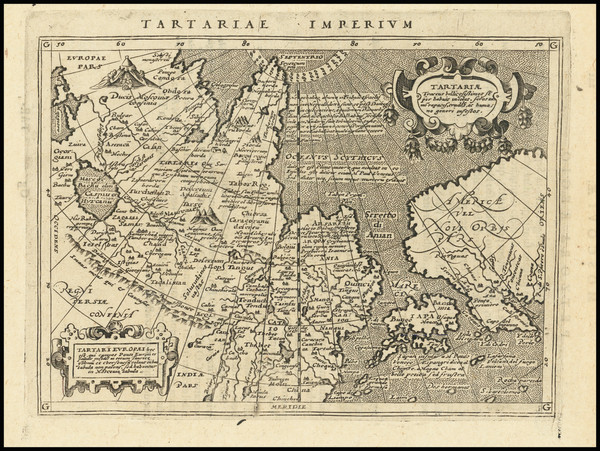 55-Alaska, China, Japan, Korea, Russia in Asia and California Map By Giovanni Antonio Magini