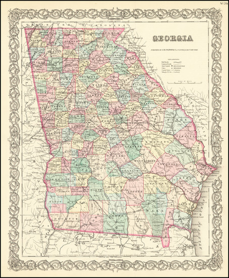 84-Georgia Map By Joseph Hutchins Colton