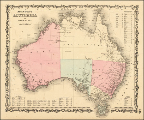 61-Australia Map By Alvin Jewett Johnson  &  Benjamin P Ward