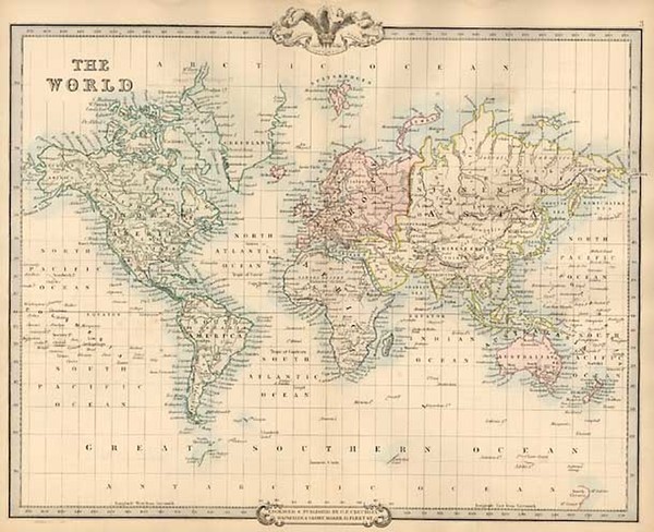 34-World and World Map By G.F. Cruchley