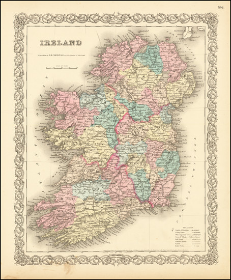 36-Ireland Map By Joseph Hutchins Colton