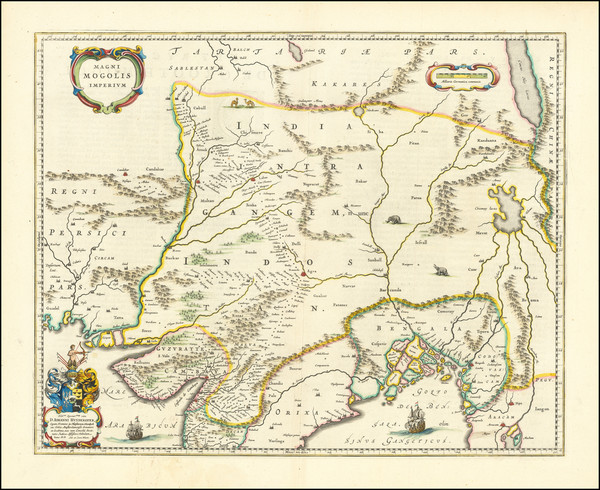 87-India and Central Asia & Caucasus Map By Willem Janszoon Blaeu