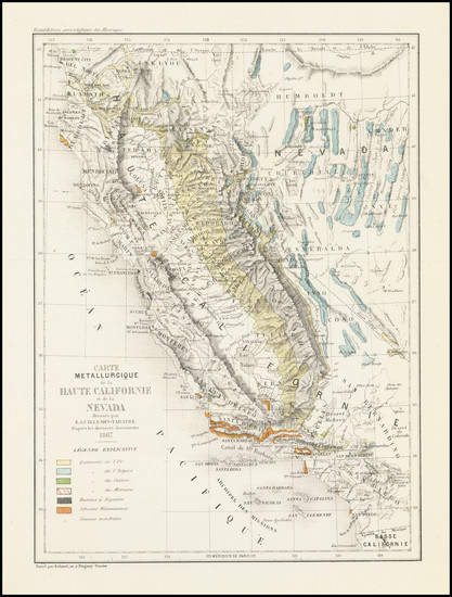 98-Nevada and California Map By Edmond Guillemin-Tarayre