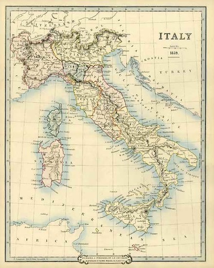 57-Europe, Italy and Balearic Islands Map By G.F. Cruchley