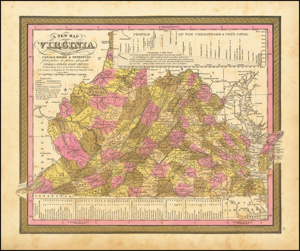 81-Virginia and Virgin Islands Map By Samuel Augustus Mitchell