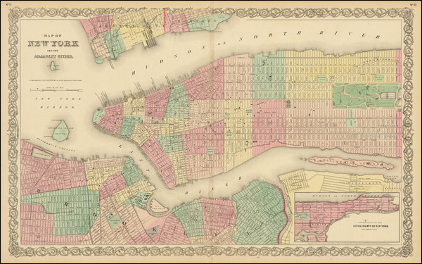 71-New York City Map By Joseph Hutchins Colton