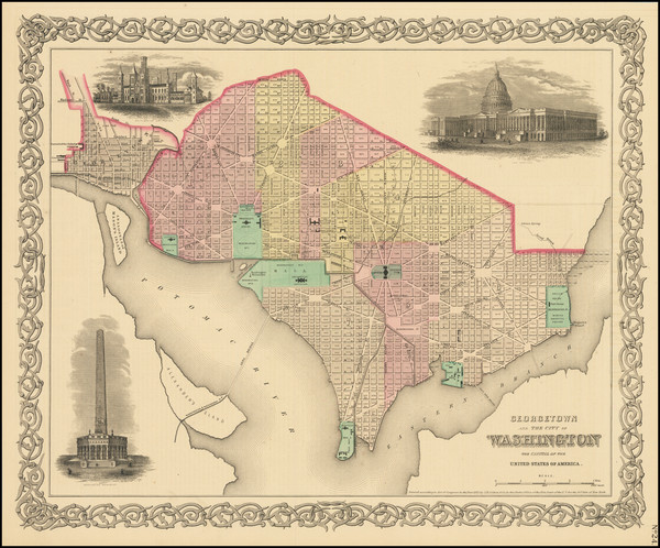 31-Washington, D.C. Map By Joseph Hutchins Colton