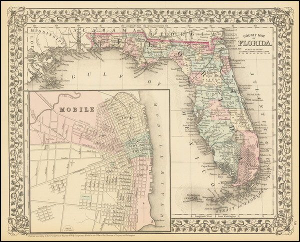 8-Florida and Alabama Map By Samuel Augustus Mitchell Jr.