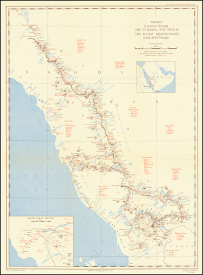 22-Middle East and Arabian Peninsula Map By Wilfred Patrick Thesiger