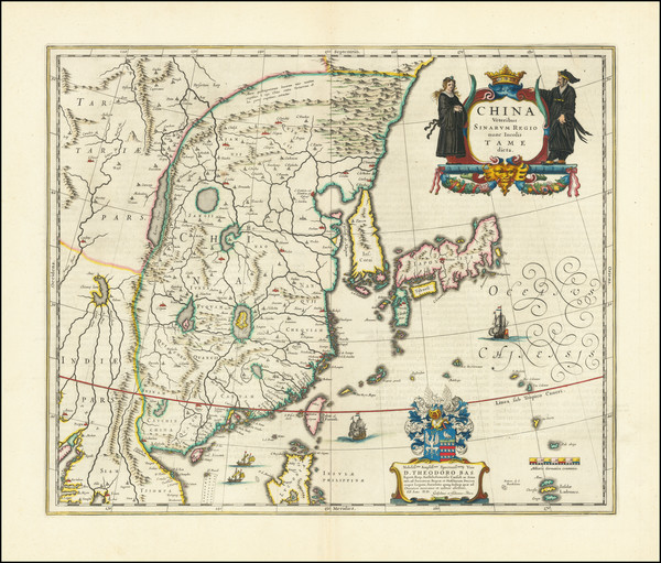 74-China and Korea Map By Willem Janszoon Blaeu