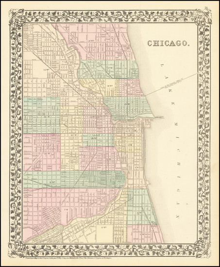 43-Illinois and Chicago Map By Samuel Augustus Mitchell Jr.